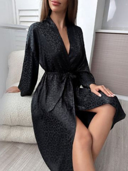 Long Silky Kimono with Tie Waist