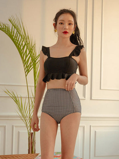 Houndstooth Elegance Two-Piece Swimsuit
