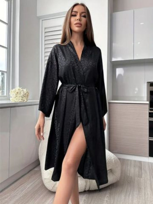 Long Silky Kimono with Tie Waist