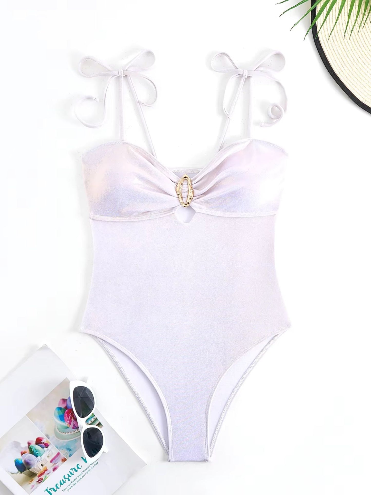 Shimmer White One-Piece Swimsuit Set