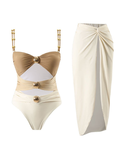 Beige Strapped Monokini