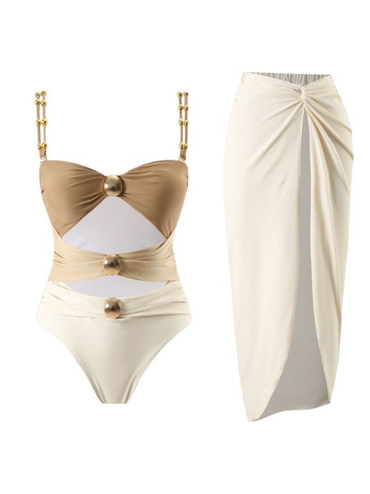 Beige Strapped Monokini