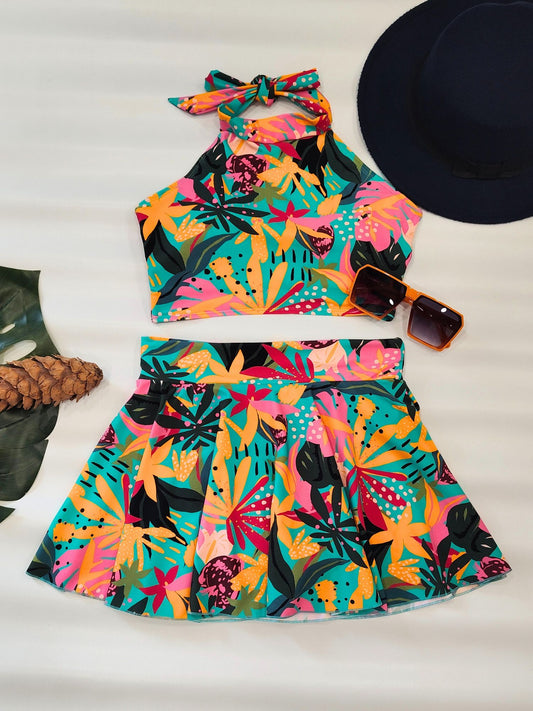 Tropical Pop Halterkini Set