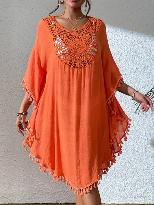 Tangerine Crochet Beach Cover-Up