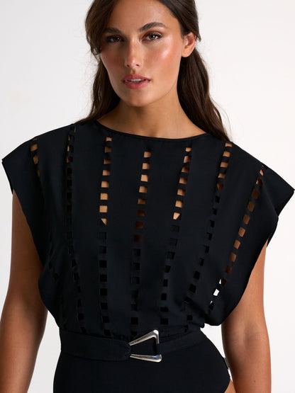 Black Cutout Swim Set