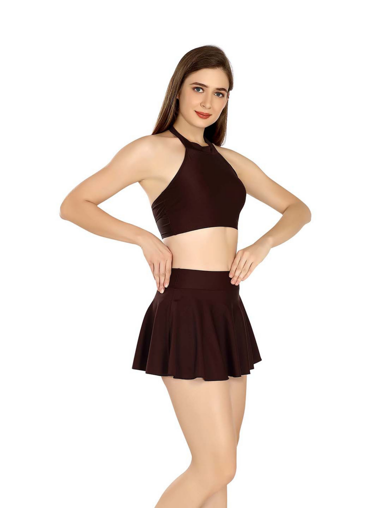 Wine Skirted Swimsuit