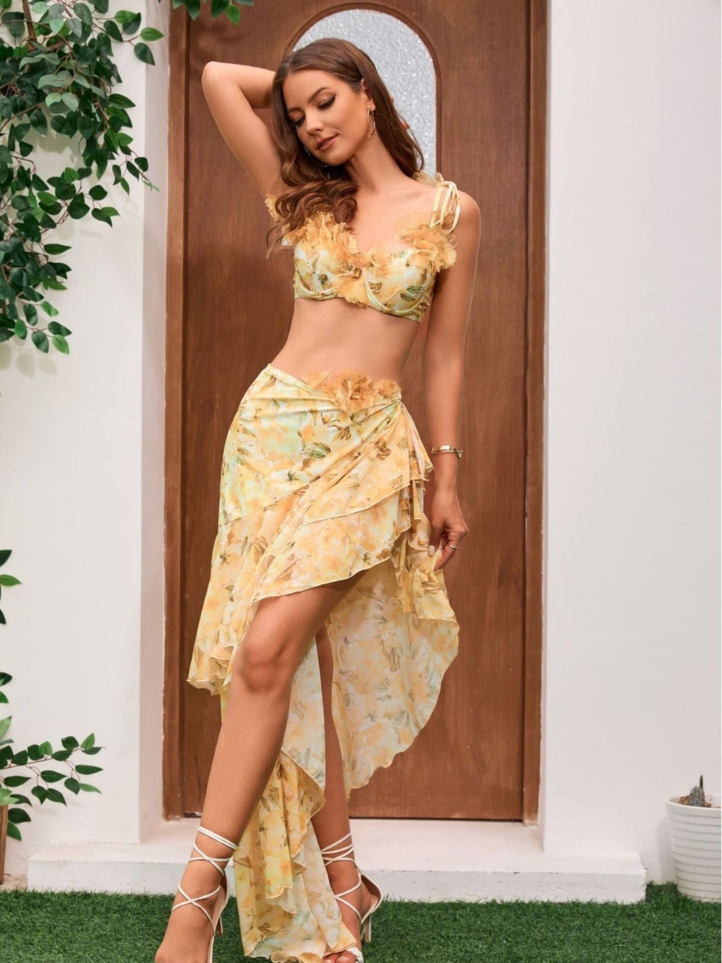 Floral Ruffle Bikini Set