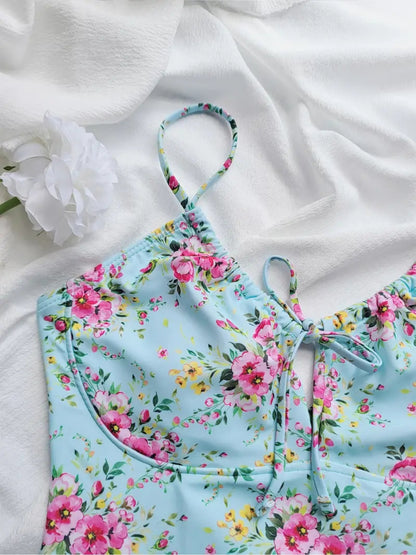 Floral Keyhole One-Piece Swimsuit