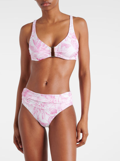 Cloudy Pink Floral Swimwear Set with Sarong
