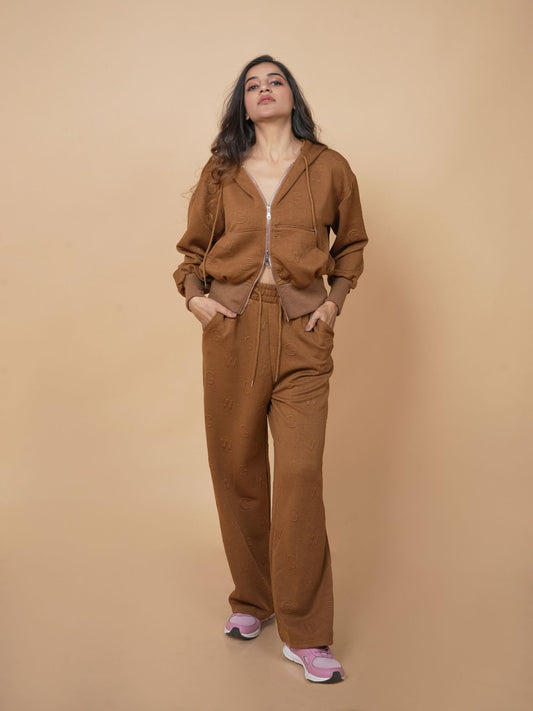 Brown Hooded Zipper Set