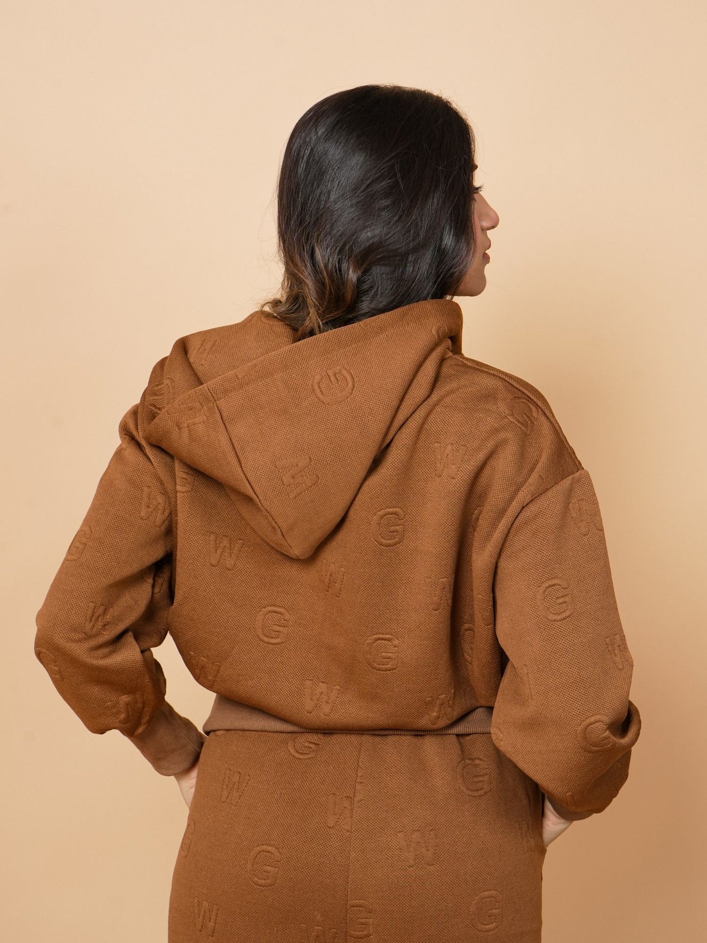 Brown Hooded Zipper Set