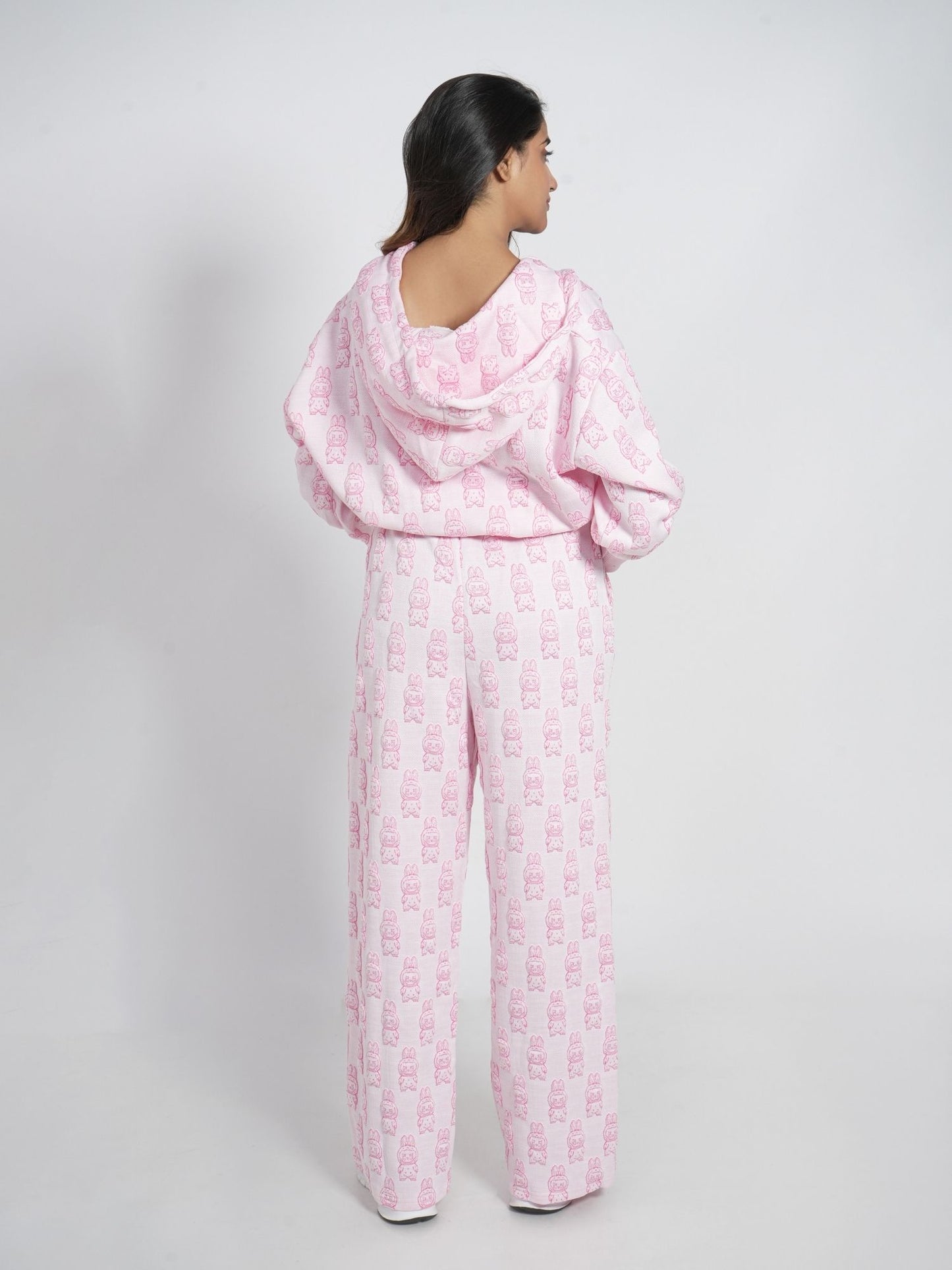 Pink Hooded Zipper Set