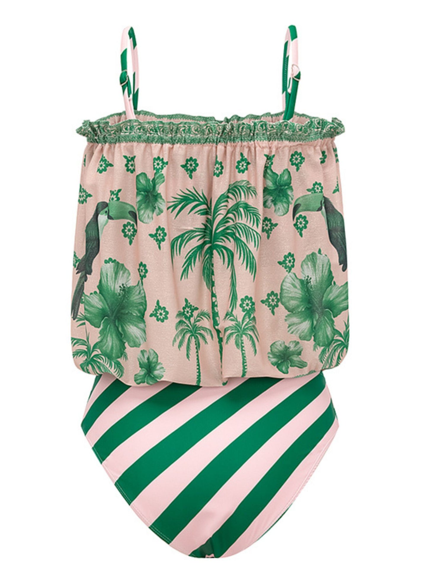 Tropical Blush Strapless Monokini With Tube Top