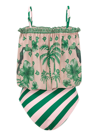 Tropical Blush Strapless Monokini With Tube Top