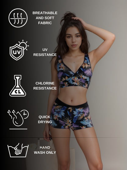 Tropical Print Sports Bikini Set