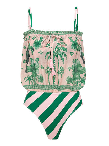 Tropical Blush Strapless Monokini With Tube Top