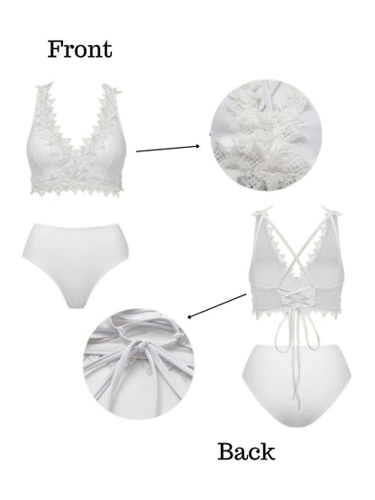 Chic White Ruched Swimsuit Set