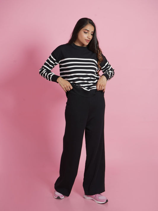 Black Striped Loungewear Set