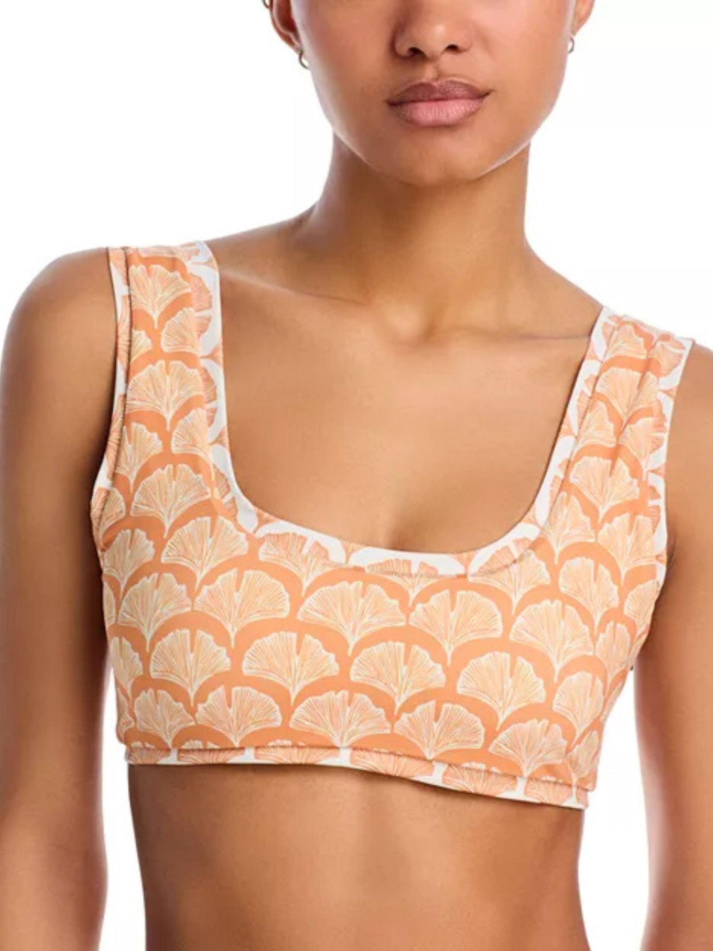 Sunset Bloom Scoop-Neck Bikini Set With Tropical Sarong