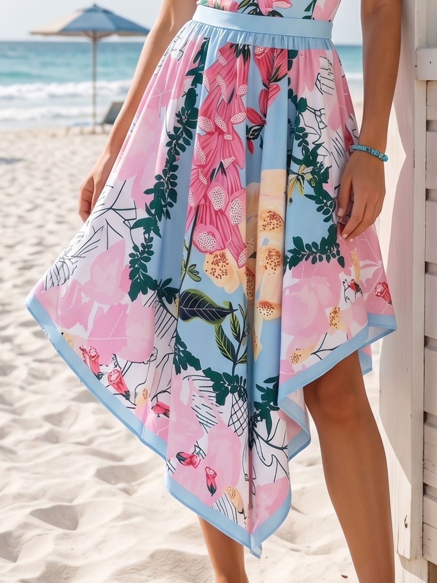 Tropical Floral One-Shoulder Swimsuit