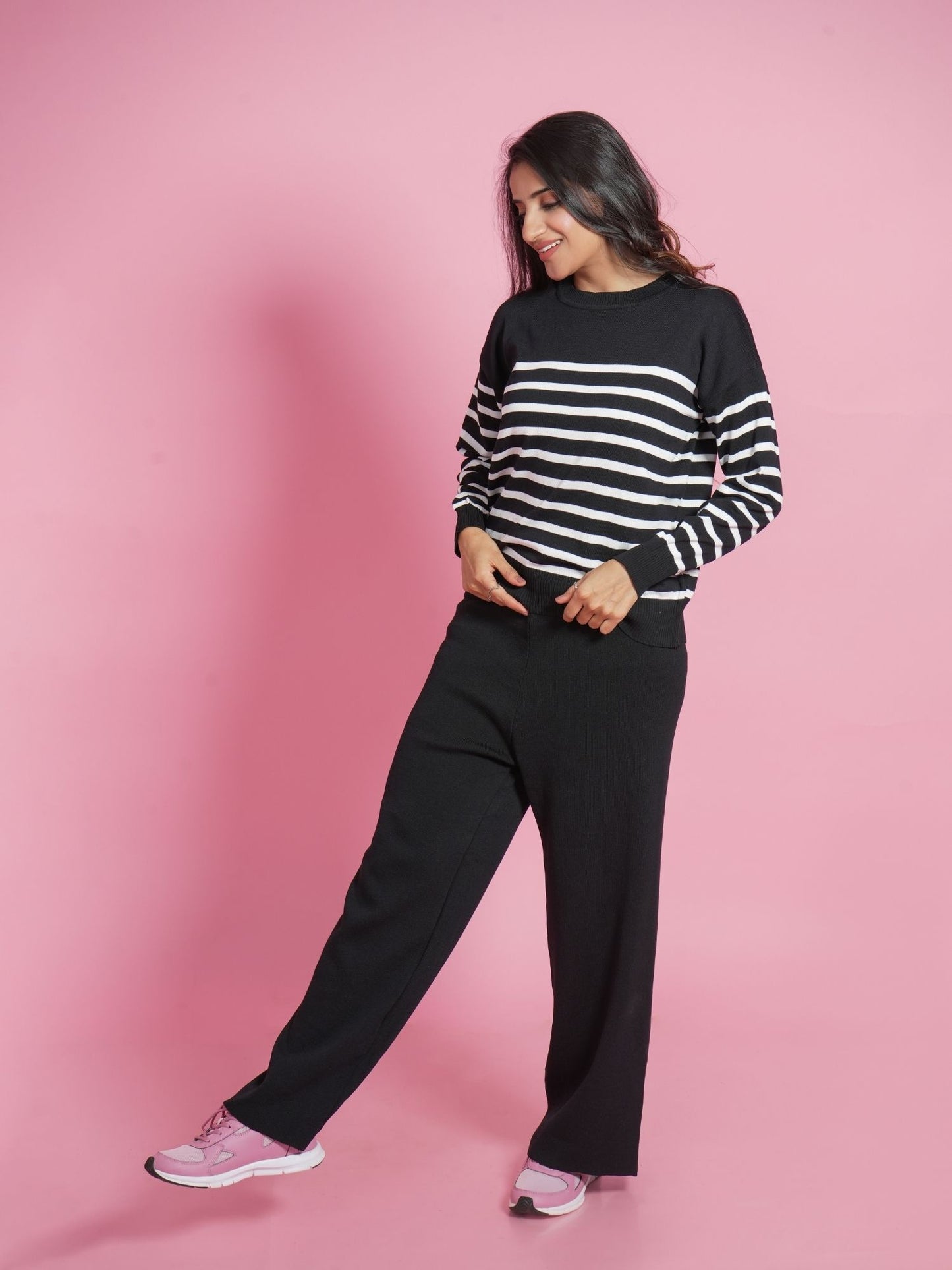 Black Striped Loungewear Set