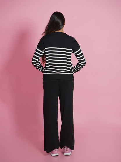 Black Striped Loungewear Set