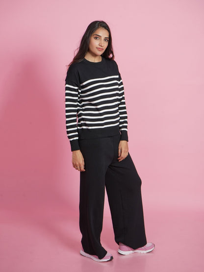 Black Striped Loungewear Set