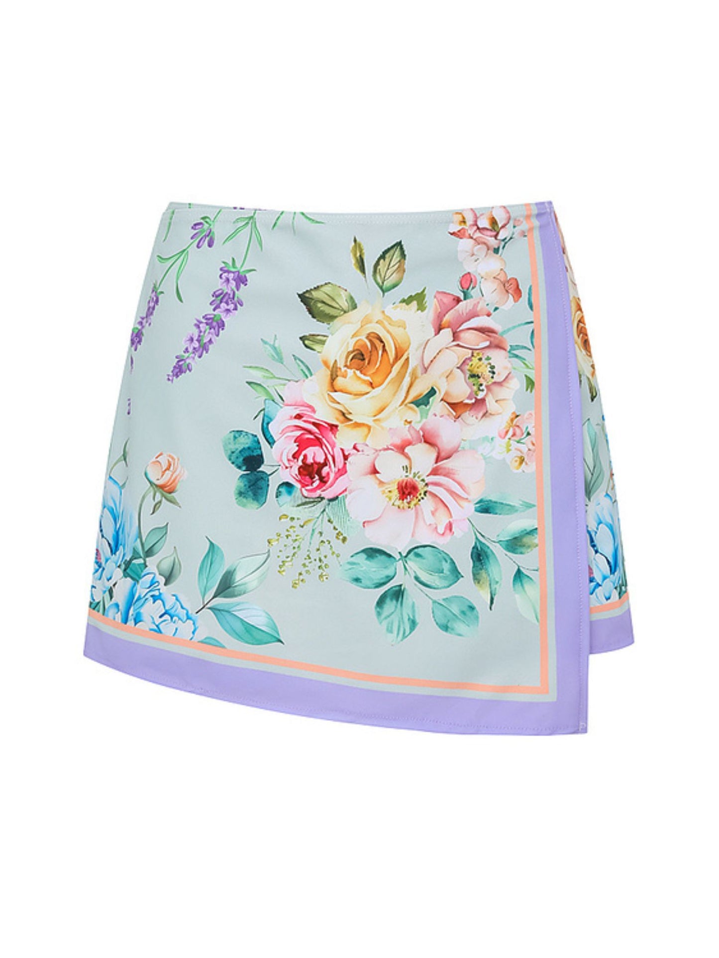 Pastel Bloom Bandeau Bikini Set And Skirt