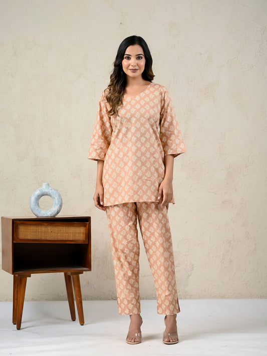 Beige Cotton Sleepwear