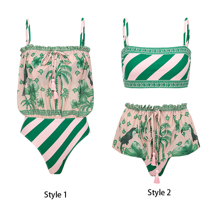 Tropical Blush Strapless Monokini With Tube Top