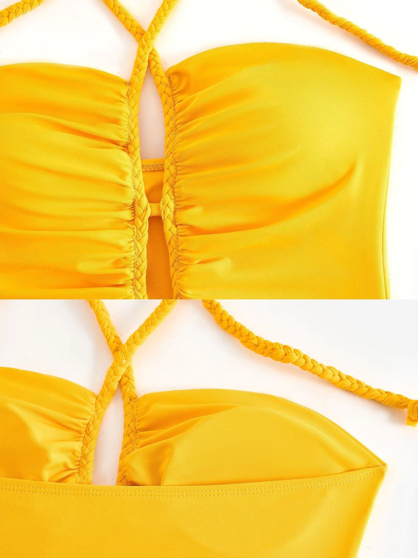 Yellow Halter Neck Monokini with Sarong
