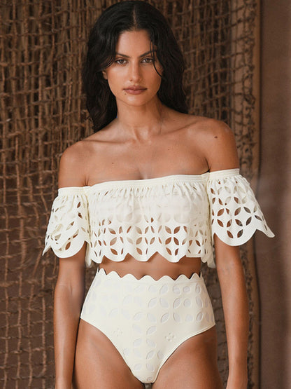 White Cutout Bikini Swimwear