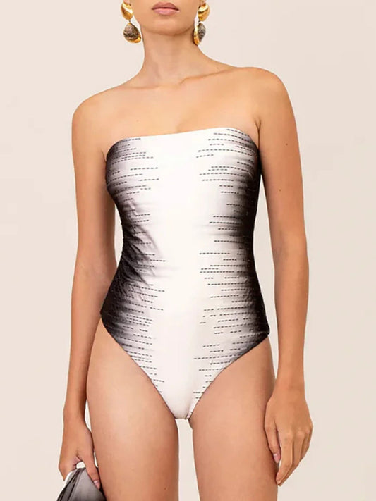 Midnight Fade Strapless Monokini And Sarong