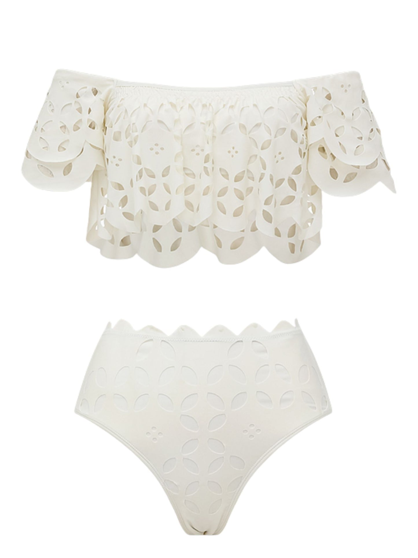 White Cutout Bikini Swimwear