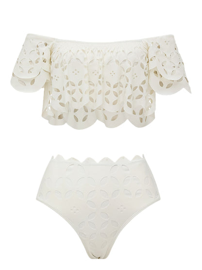 White Cutout Bikini Swimwear