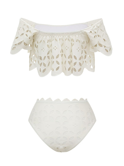 White Cutout Bikini Swimwear