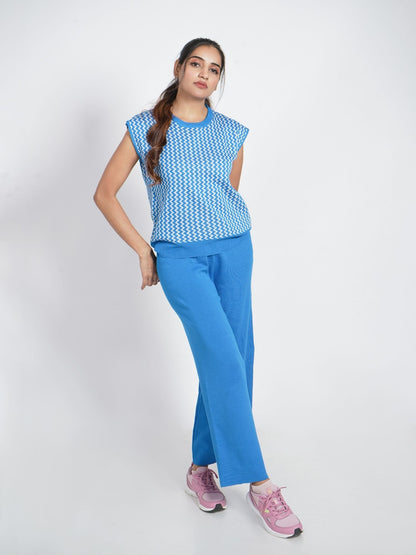 Royal Blue Striped Loungewear Set