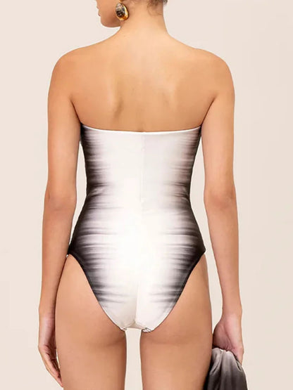 Midnight Fade Strapless Monokini And Sarong