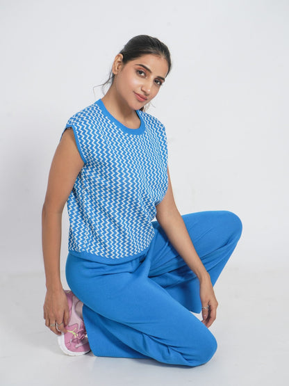 Royal Blue Striped Loungewear Set