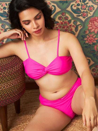 Hot Pink Twist Bikini Set