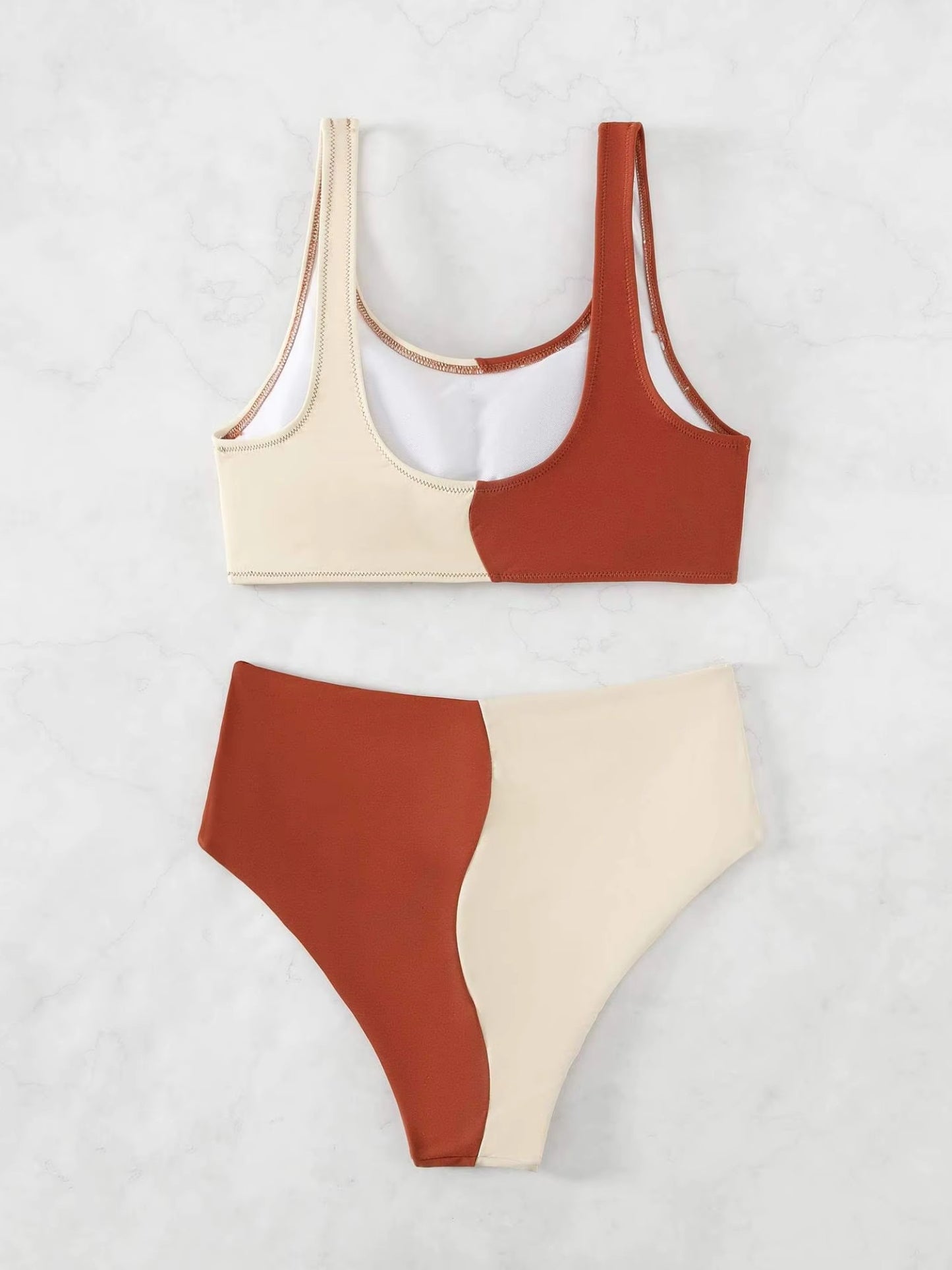 Two-Tone High-Waist Bikini Set