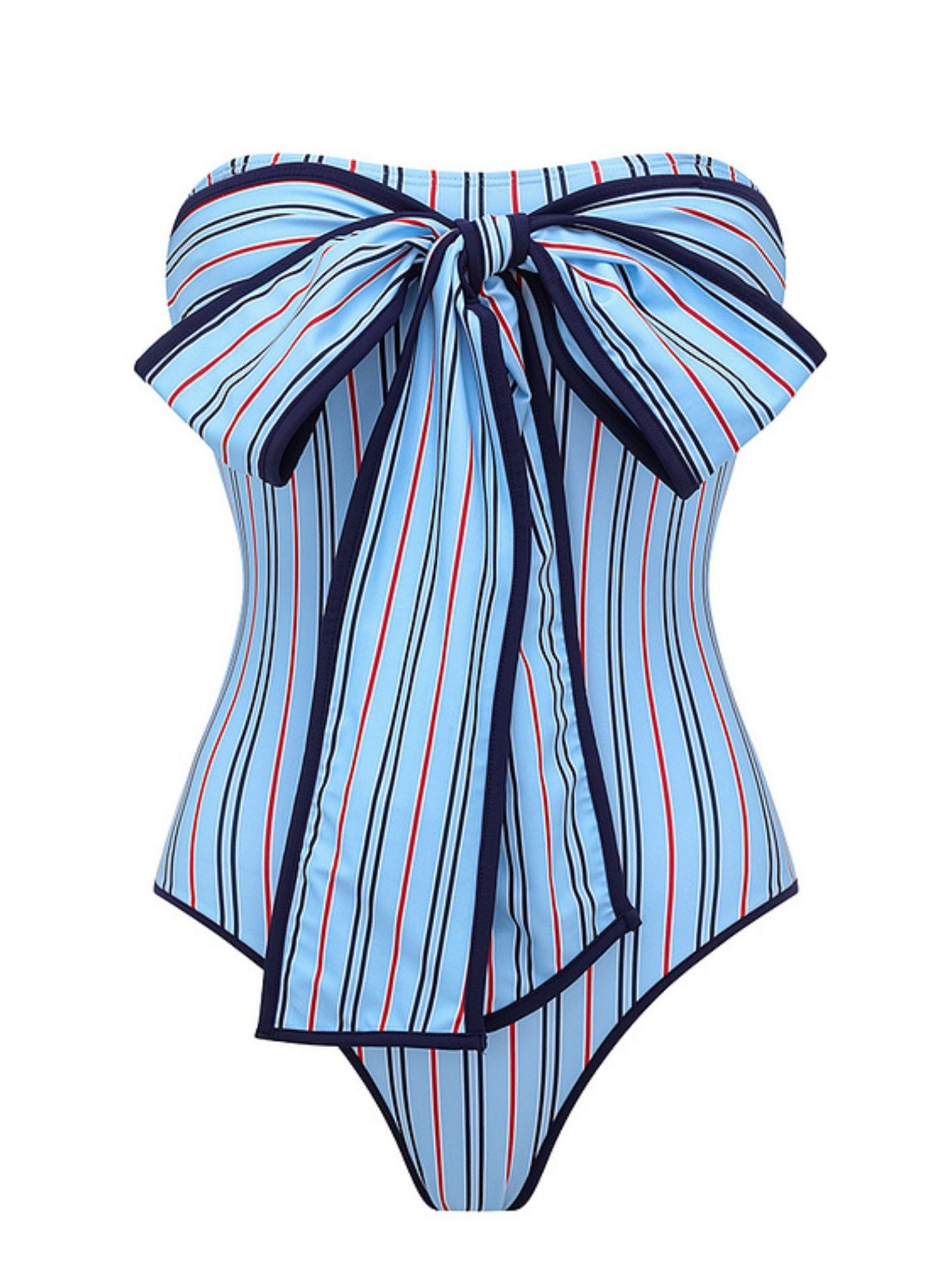 Multi-Way Striped Bow One Piece Swimsuit
