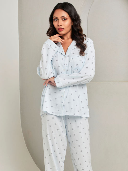 Comfortable Cotton Shirt And Pant Sleepwear Set