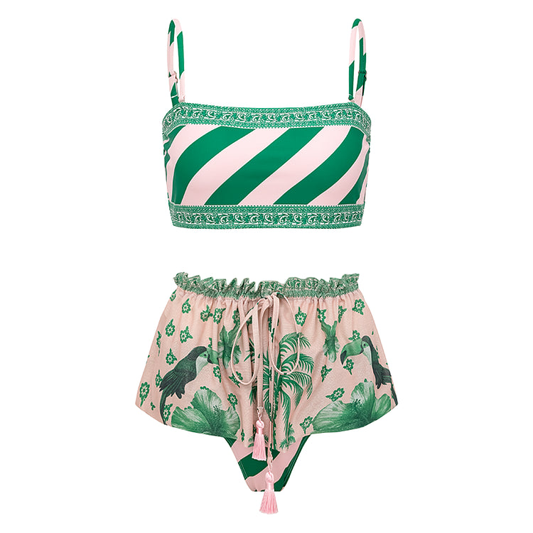 Tropical Blush Strapless Monokini With Tube Top