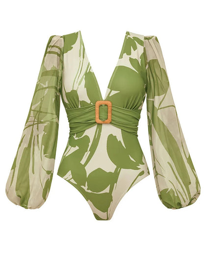 Tropical Green Full-Sleeve Monokini