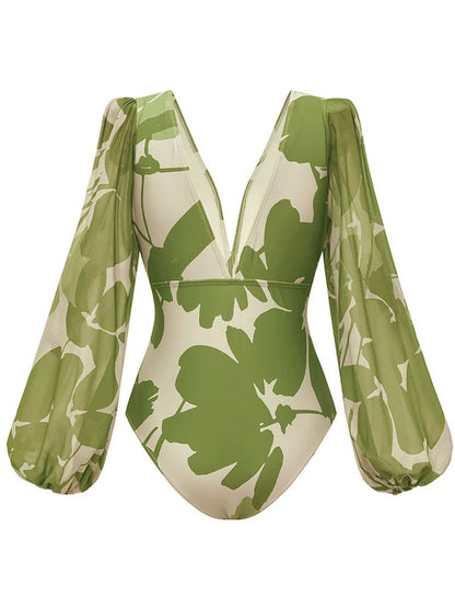 Tropical Green Full-Sleeve Monokini