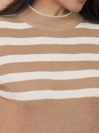 Brown Round Neck Loungewear Set