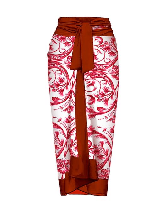 Red Printed One Piece Swimsuit