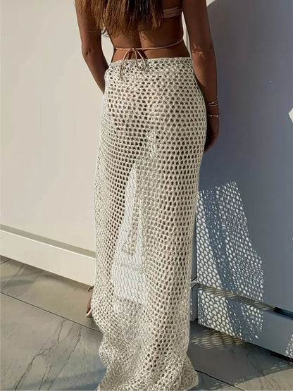 Mesh Front-Tie Cover-Up Skirt