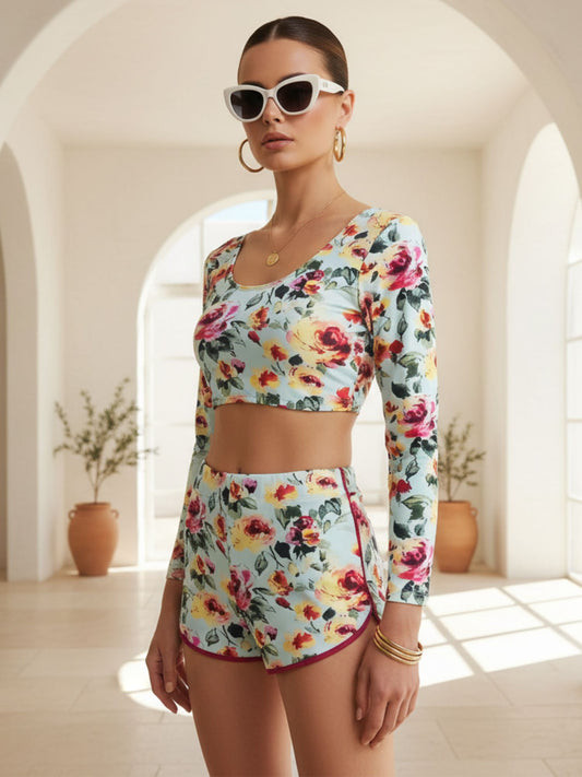 Teal Tropical Paradise Swimwear